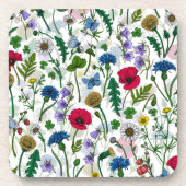 Wilde bloemen op wit bier onderzetter (Voorkant)