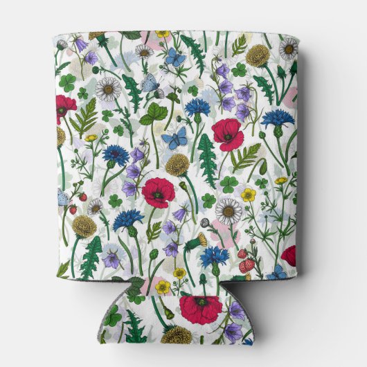 Wilde bloemen op wit blikjeskoeler (Achterkant)