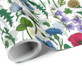 Wilde bloemen op wit cadeaupapier (Rol Hoek)