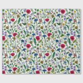 Wilde bloemen op wit cadeaupapier (Vlak)