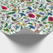 Wilde bloemen op wit cadeaupapier (Hoek)