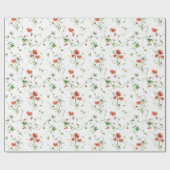 Wilde Bloemen Op Wit Cadeaupapier (Vlak)