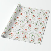Wilde Bloemen Op Wit Cadeaupapier (Uitgerold)