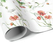 Wilde Bloemen Op Wit Cadeaupapier (Rol Hoek)