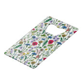 Wilde bloemen op wit creditkaart flessenopener (Achterkant Gekanteld)