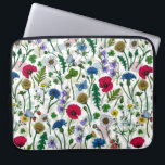 Wilde bloemen op wit laptop sleeve<br><div class="desc">Met de hand geschilderd collectie van diverse wilde bloemen.</div>