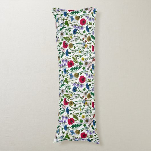 Wilde bloemen op wit lichaamskussen (Voorkant Verticaal)