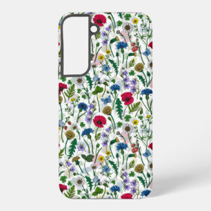 Wilde bloemen op wit samsung galaxy hoesje