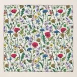 Wilde bloemen op wit sjaal<br><div class="desc">Met de hand geschilderd collectie van diverse wilde bloemen.</div>