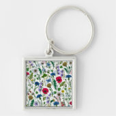 Wilde bloemen op wit sleutelhanger (Voorkant)