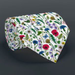 Wilde bloemen op wit stropdas<br><div class="desc">Met de hand geschilderd collectie van diverse wilde bloemen.</div>
