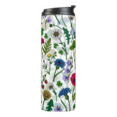 Wilde bloemen op wit thermosbeker (Gedraaid links)