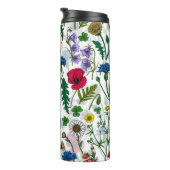 Wilde bloemen op wit thermosbeker (Geroteerd rechts)