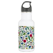 Wilde bloemen op wit waterfles  (Voorkant)