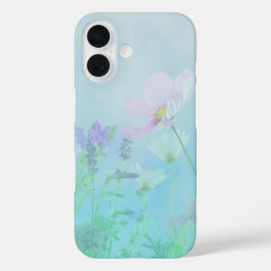 Wilde bloemen op Zachte Blauwe Floral iPhone Case