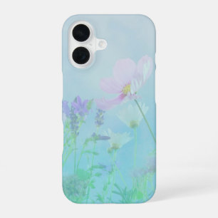 Wilde bloemen op Zachte Blauwe Floral iPhone Case 16 Hoesje