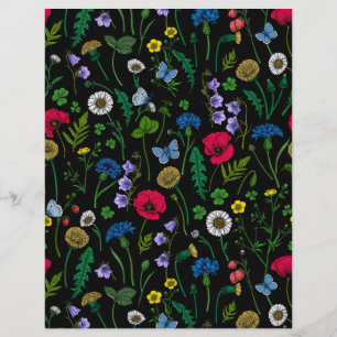 Wilde bloemen op zwart