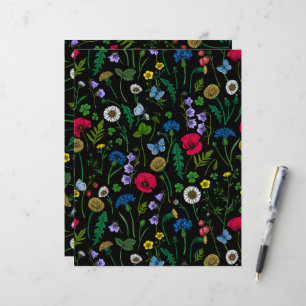 Wilde bloemen op zwart