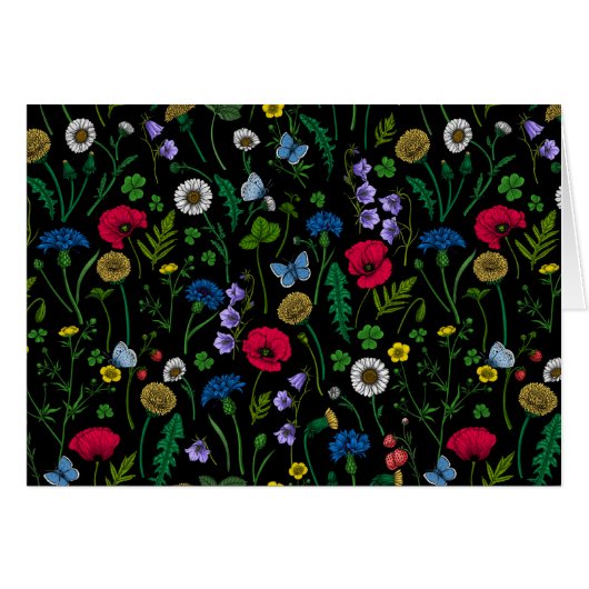 Wilde bloemen op zwart (Voorkant Horizontaal)