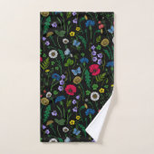 Wilde bloemen op zwart bad handdoek (Handdoek)