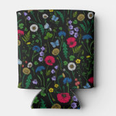 Wilde bloemen op zwart blikjeskoeler (Achterkant)
