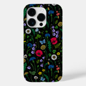 Wilde bloemen op zwart Case-Mate iPhone case (Achterkant)