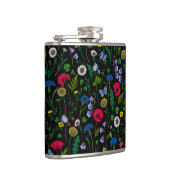 Wilde bloemen op zwart heupfles (Rechts)