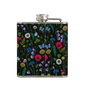 Wilde bloemen op zwart heupfles (Achterkant)