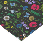 Wilde bloemen op zwart korte tafelloper (Hoek)