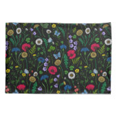 Wilde bloemen op zwart kussensloop (Achterkant-Links)