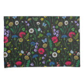 Wilde bloemen op zwart kussensloop (Voorkant-Rechts)