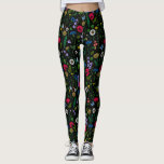 Wilde bloemen op zwart leggings<br><div class="desc">Met de hand geschilderd collectie van diverse wilde bloemen.</div>