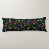 Wilde bloemen op zwart lichaamskussen (Achterkant)