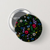 Wilde bloemen op zwart ronde button 5,7 cm (Voorkant /achterkant)
