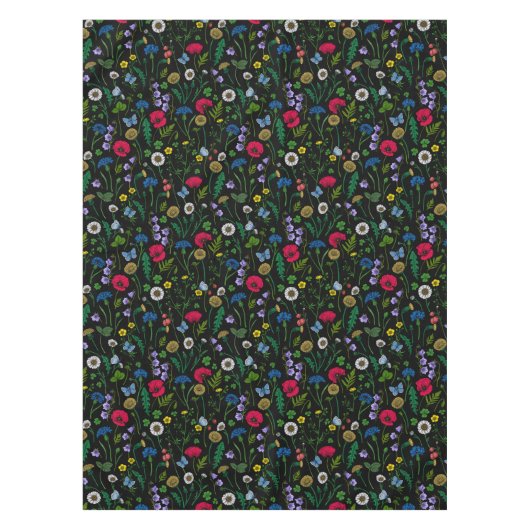 Wilde bloemen op zwart tafelkleed (Voorkant)