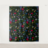 Wilde bloemen op zwart wandkleed (Voorkant)