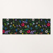 Wilde bloemen op zwart yogamat (Voorkant (horizontaal))