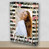 Wilde bloemen op zwarte witte strepen fotoblokken