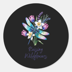 Wilde bloemen opkweken libel bloem kunstwerk voor ronde sticker