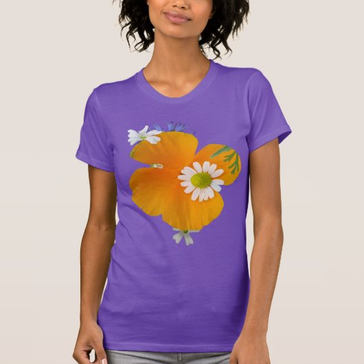 Wilde bloemen: Oranje witte gele BG T-shirt (Voorkant)