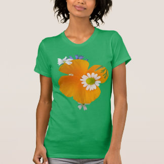 Wilde bloemen: Oranje witte gele groene T-shirt