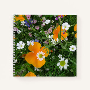 Wilde bloemen: Oranje witte roze laptop Notitieboek