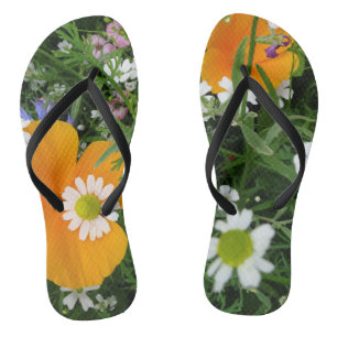 Wilde bloemen: Oranje witte roze Teenslippers