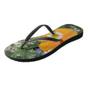 Wilde bloemen: Oranje witte roze Teenslippers (Schuin)
