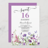 WILDE BLOEMEN PAARSE BLOEMEN WEIDE WATERVERF KAART (Voorkant / Achterkant)