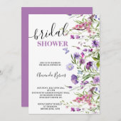 WILDE BLOEMEN PAARSE BLOEMEN WEIDE WATERVERF KAART (Voorkant / Achterkant)