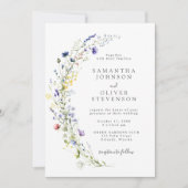 Wilde Bloemen Paarse Botanische Boog Krans Trouwen Kaart (Voorkant)