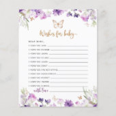 Wilde bloemen paarse goudvlinders wensen baby (Voorkant)