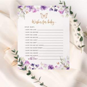 Wilde bloemen paarse goudvlinders wensen baby