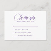 Wilde bloemen Paarse Lila bruiloft RSVP Informatiekaartje (Voorkant)